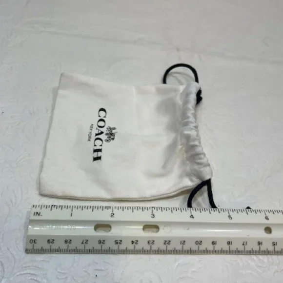 COACH Designer Mini Jewelry Cotton Drawstring Bag White 4.5"x5" - Picture 6 of 6